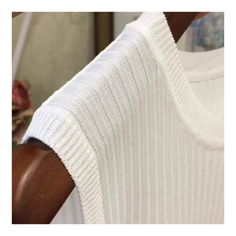 Summer Fashion Knitted Vests O-neck Sleeveless Casual Thin Tops Sleeveless Women Blouse