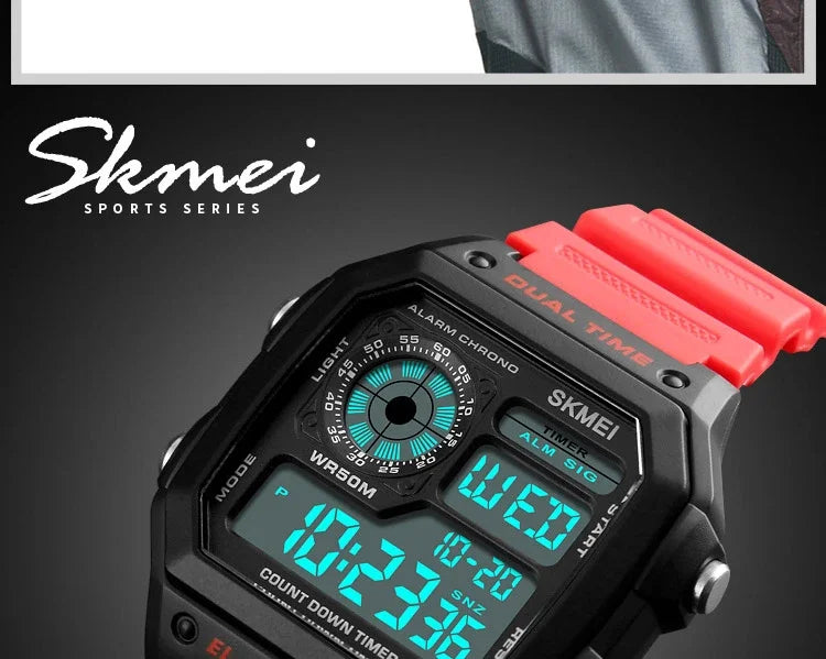 Fashion Men PU Strap Multi function Waterproof Watches Alarm Male Digital Sport Watch