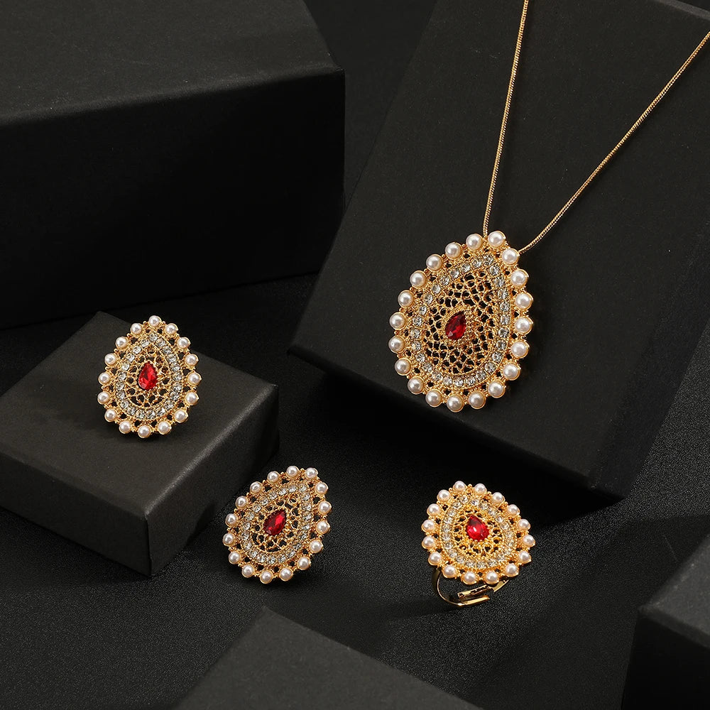 necklace earrings ring Stainless steel 3pcs jewelry set