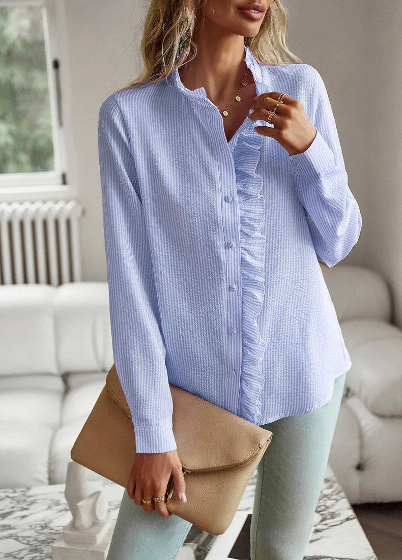 Women Elegant Office Shirt,Long Sleeve Top Causal Comfort Simple Shirt,Shirts & Blouses
