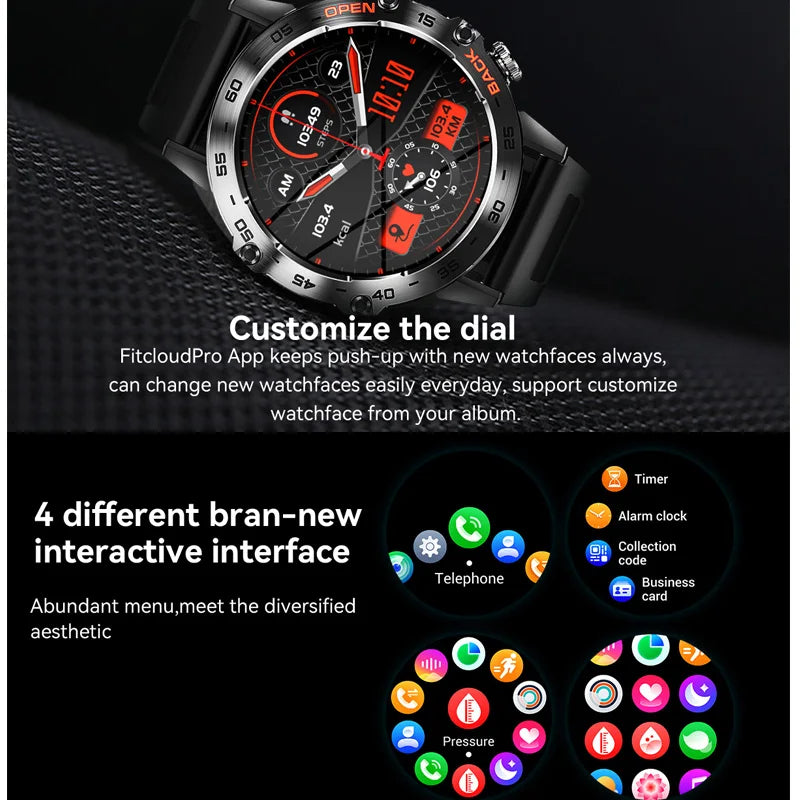 Newest 1.39" Bluetooth Call Smart Watch Men Outdoor Sport Fitness Heart Rate Health Monitoring Smartwatch for Android IOS Phone