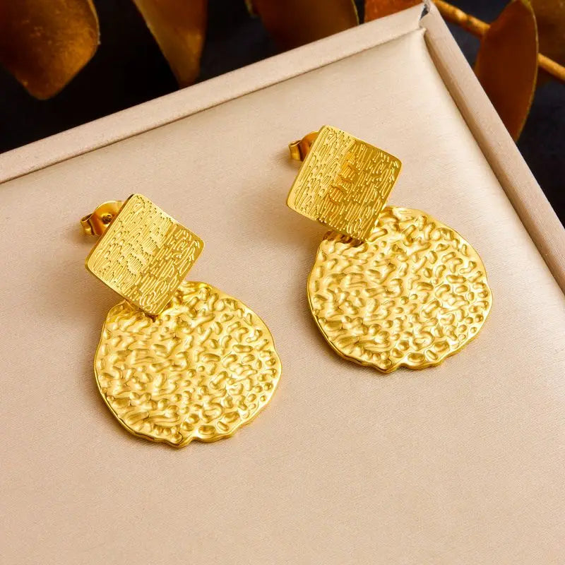 Stainless Steel White Rhinestone Flower Pendant Necklace Earrings For Women Girl Light Luxury Jewelry Set Gifts