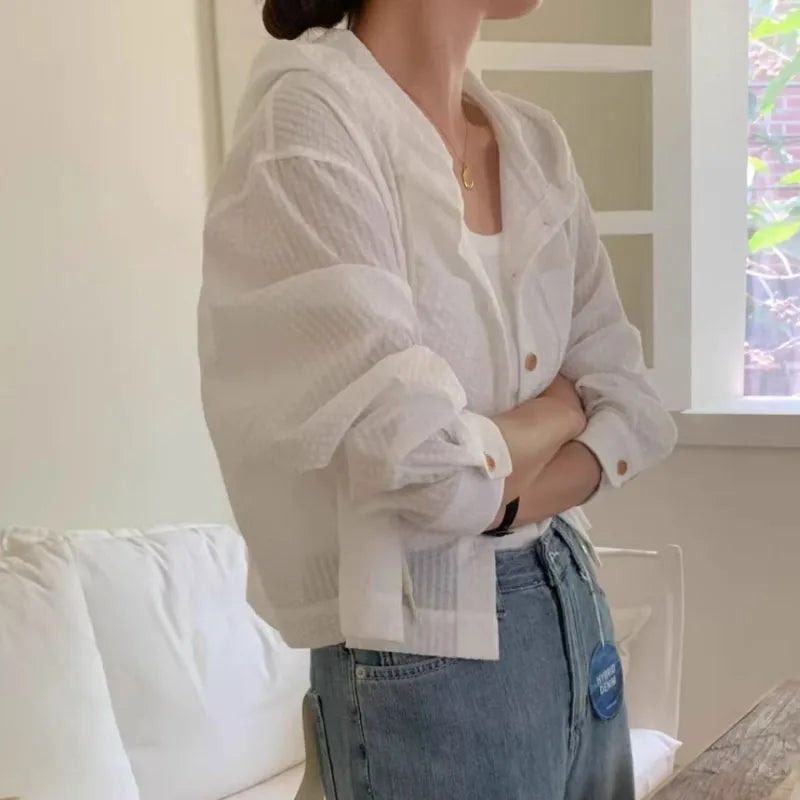 Women Shirt Summer Fashion Sunshade Long Sleeve Casual Top