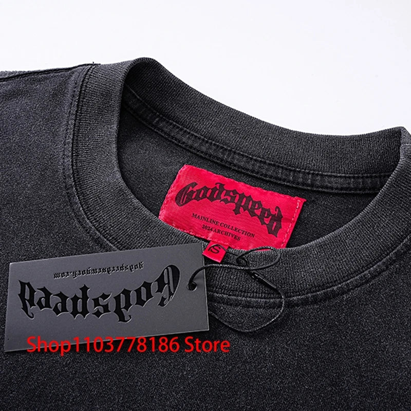 New GOD SPEED T-shirt Pop Fashion Print Streetwear Crewneck