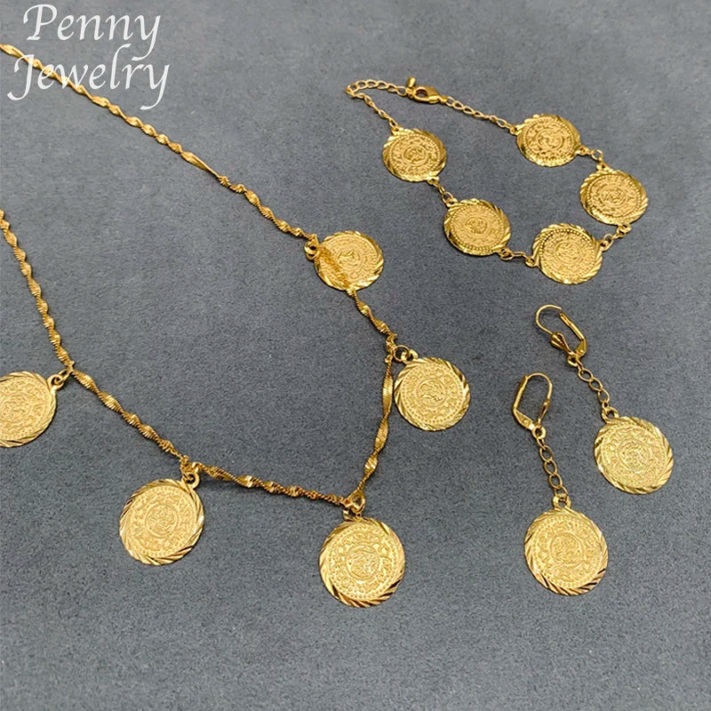 Fashion Jewelry Set for Women Necklace Earrings Bracelet Gold Plated Jewelry for Banquet Party/Wedding Gifts