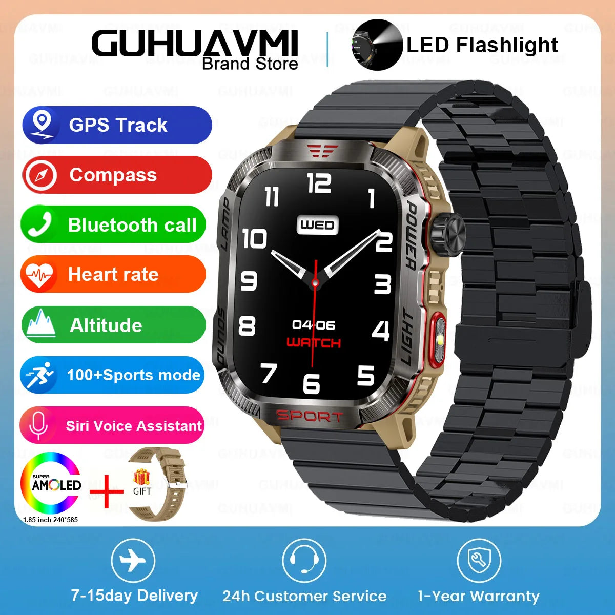 2024 New GPS Outdoor Professional Sports Smart Watch Men Women Heart Rate BT Call 3ATM Waterproof Swimming Fitness Smartwatches