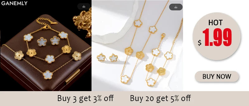 Pink Zircon Reversible Clover Necklace Bracelet Earrings Set For Women Trendy Stainless Steel Waterproof Jewelry