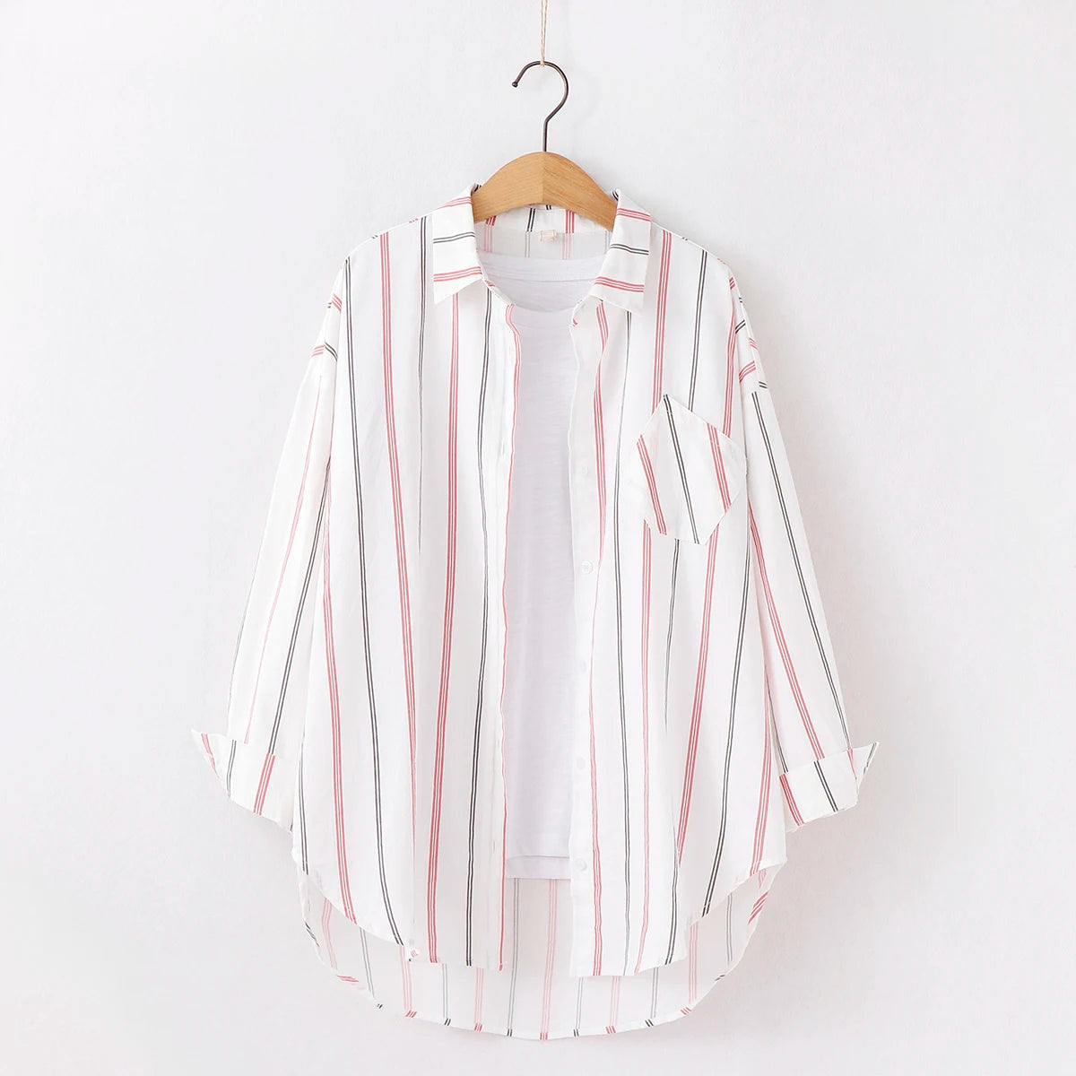 Loose Casual Striped Shirts New Ladies Sweet Simple Style Long Sleeve Print Female Blouse