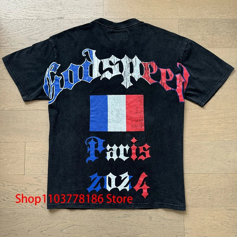 New GOD SPEED T-shirt Pop Fashion Print Streetwear Crewneck