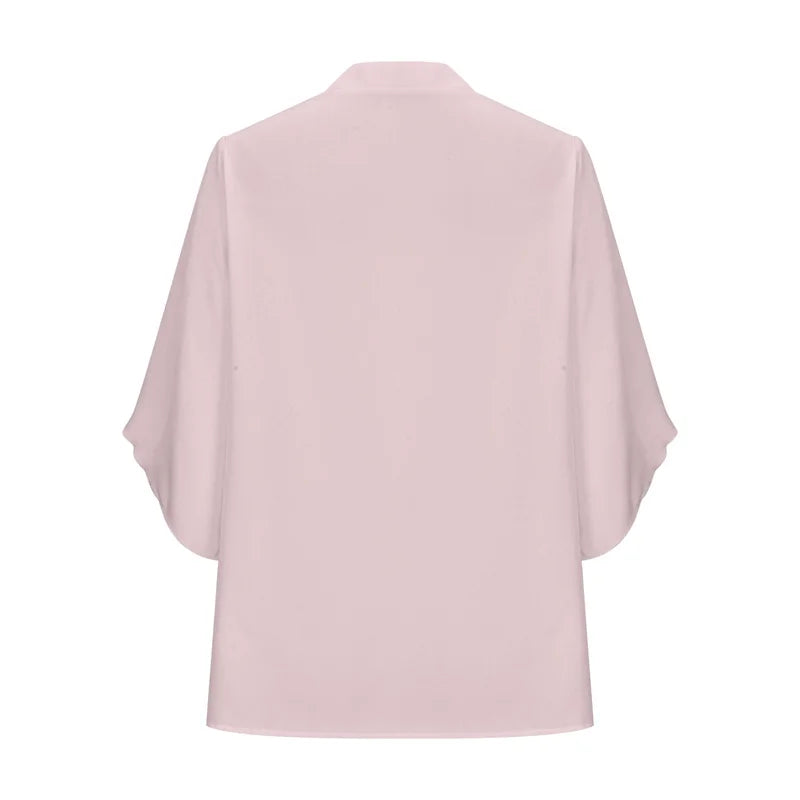 Women Summer Style Chiffon Blouses Shirts Lady Casual Short Flare Sleeve V-Neck Loose Blouse