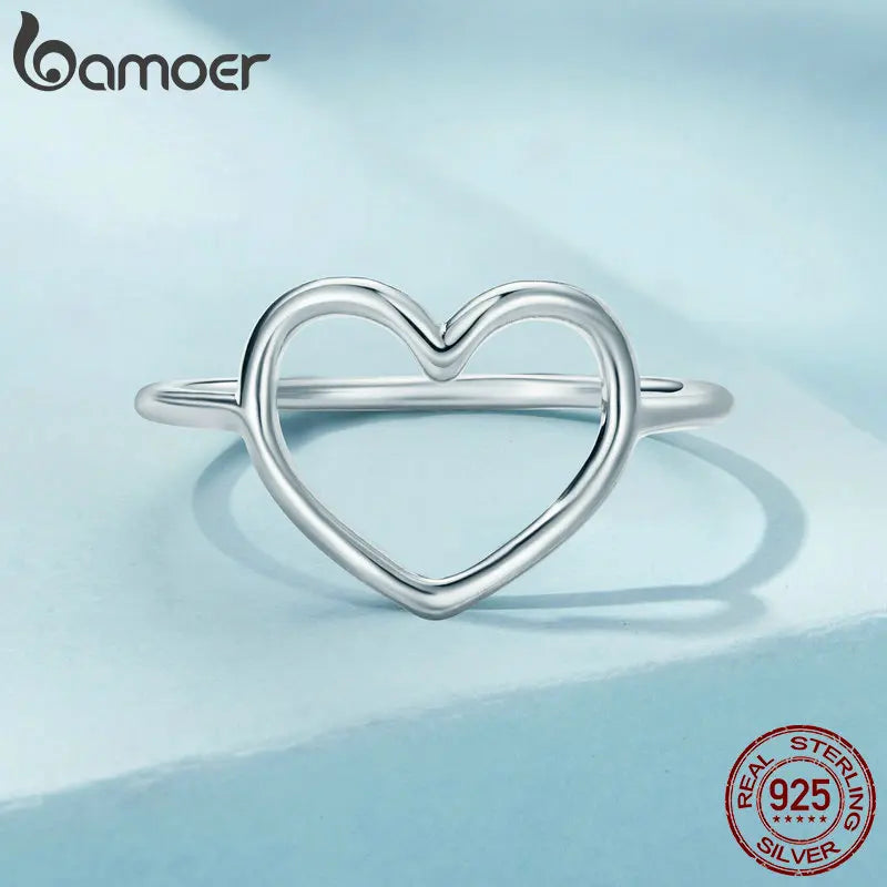 925 Sterling Silver Minimalist Heart Finger Rings for Women