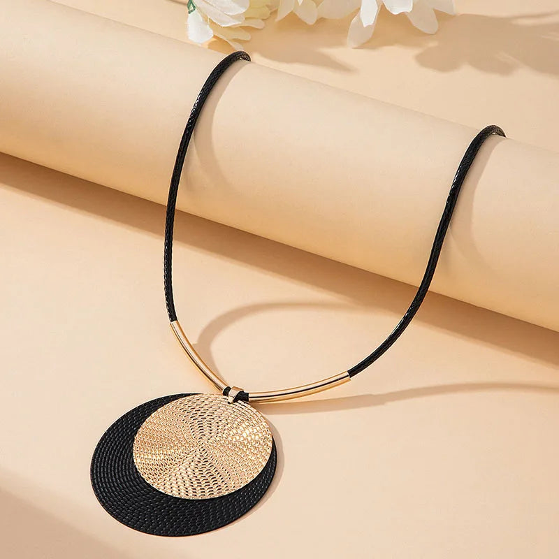 Vintage Unique Large Round Pendant Necklace for Women
