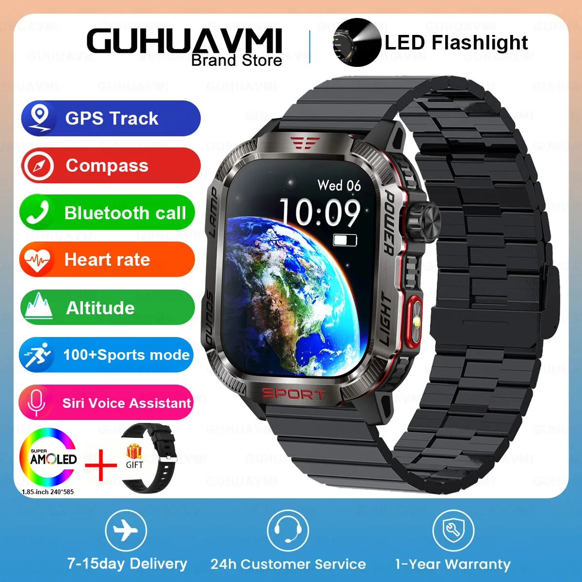 2024 New GPS Outdoor Professional Sports Smart Watch Men Women Heart Rate BT Call 3ATM Waterproof Swimming Fitness Smartwatches