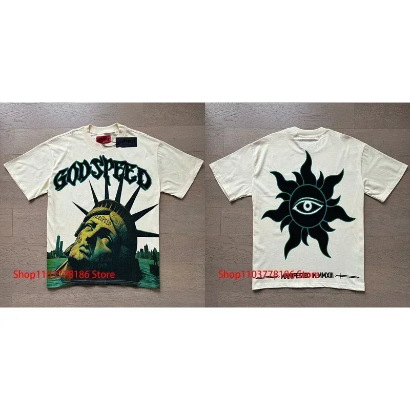 New GOD SPEED T-shirt Pop Fashion Print Streetwear Crewneck