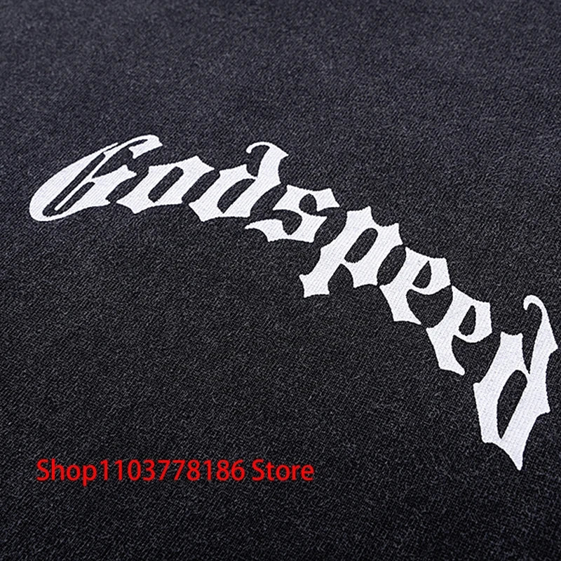 New GOD SPEED T-shirt Pop Fashion Print Streetwear Crewneck