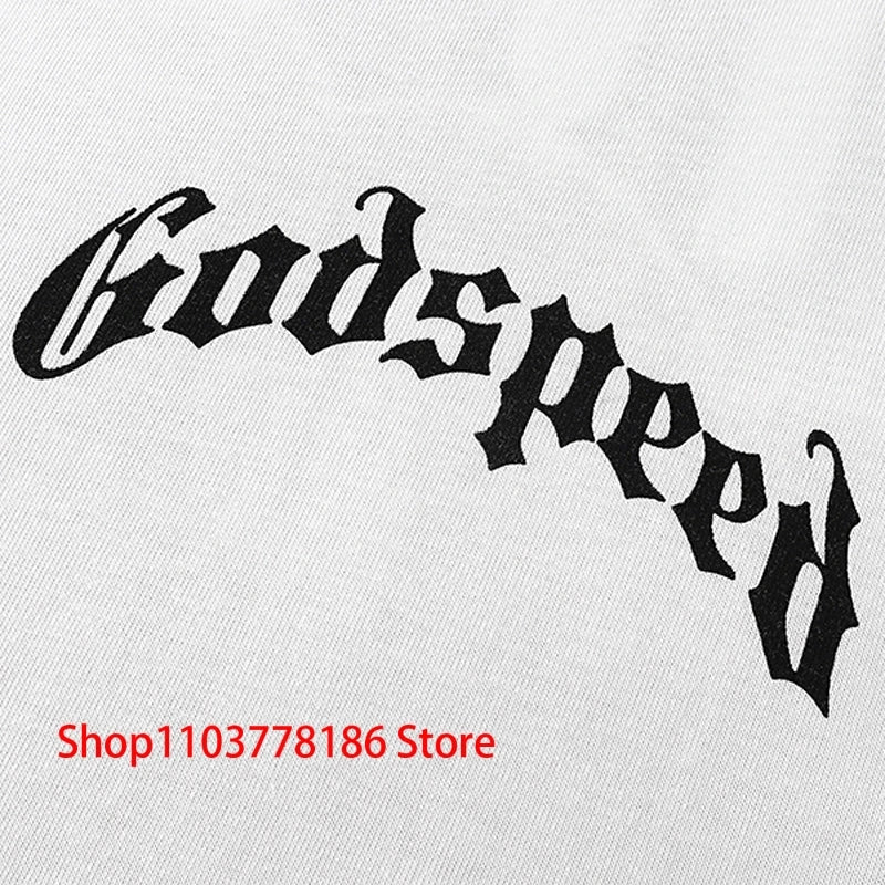 New GOD SPEED T-shirt Pop Fashion Print Streetwear Crewneck