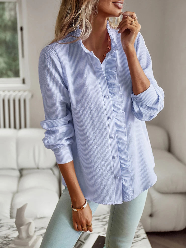 Women Elegant Office Shirt,Long Sleeve Top Causal Comfort Simple Shirt,Shirts & Blouses
