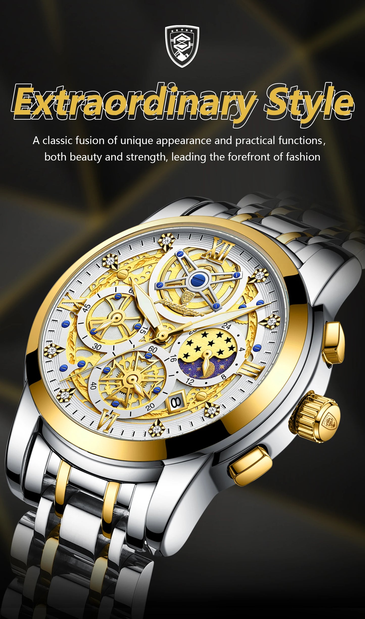 Fashion Men Watch Waterproof Luminous Date Man Wristwatch Stainless Steel Chronograph Quartz Men's Watches