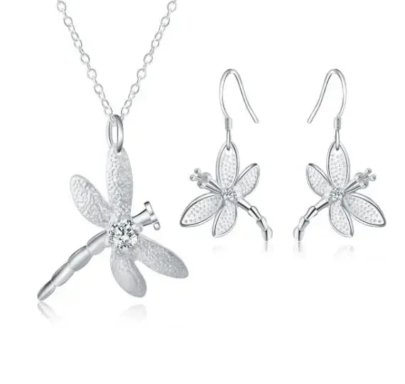 925 Sterling Silver Jewelry Fashion Pretty Pendant Necklace Earring for Women
