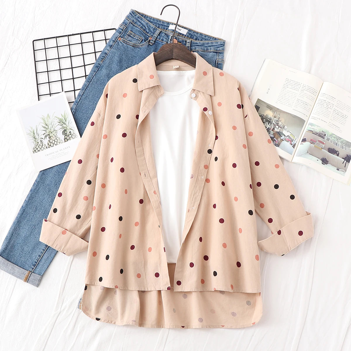 Loose Casual Striped Shirts New Ladies Sweet Simple Style Long Sleeve Print Female Blouse