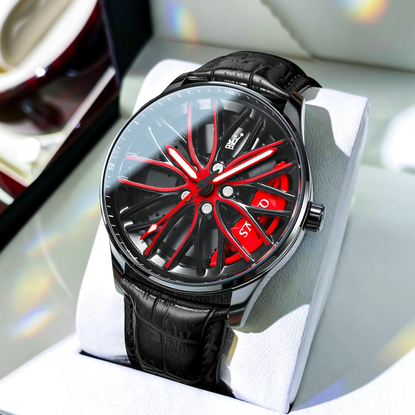 OLEVS Men Watches Waterproof Rotary Sport Car Rim Man Luxury Watch High Quality Fashion Stainless Steel Quartz