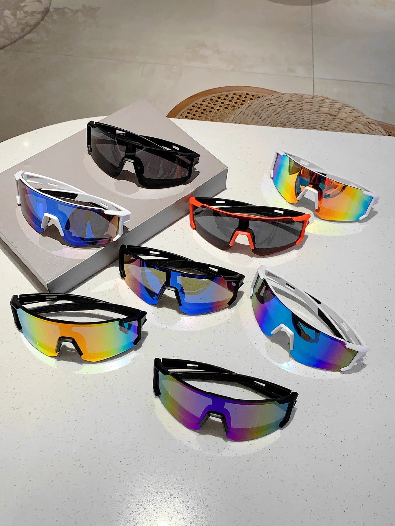 Trendy Cycling Goggles Oversized Decor, Sports Anti UV Sunglasses for Men & Women