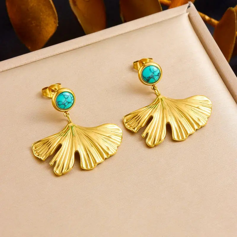 Stainless Steel White Rhinestone Flower Pendant Necklace Earrings For Women Girl Light Luxury Jewelry Set Gifts