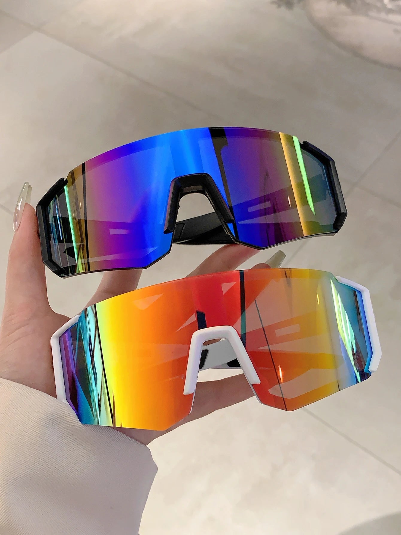 Trendy Cycling Goggles Oversized Decor, Sports Anti UV Sunglasses for Men & Women
