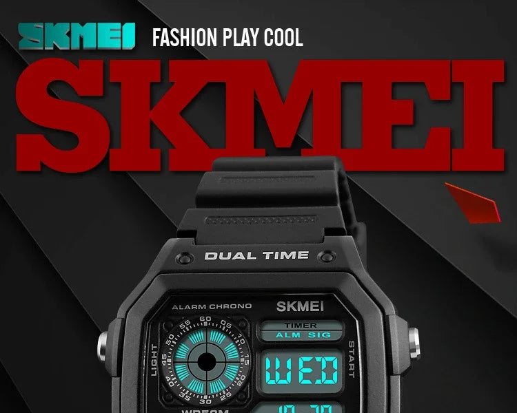 Fashion Men PU Strap Multi function Waterproof Watches Alarm Male Digital Sport Watch