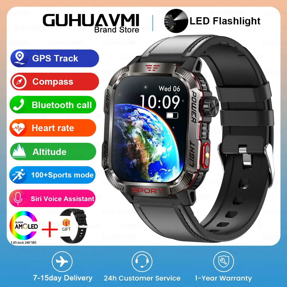 2024 New GPS Outdoor Professional Sports Smart Watch Men Women Heart Rate BT Call 3ATM Waterproof Swimming Fitness Smartwatches