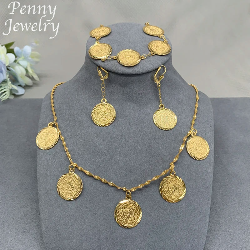 Fashion Jewelry Set for Women Necklace Earrings Bracelet Gold Plated Jewelry for Banquet Party/Wedding Gifts