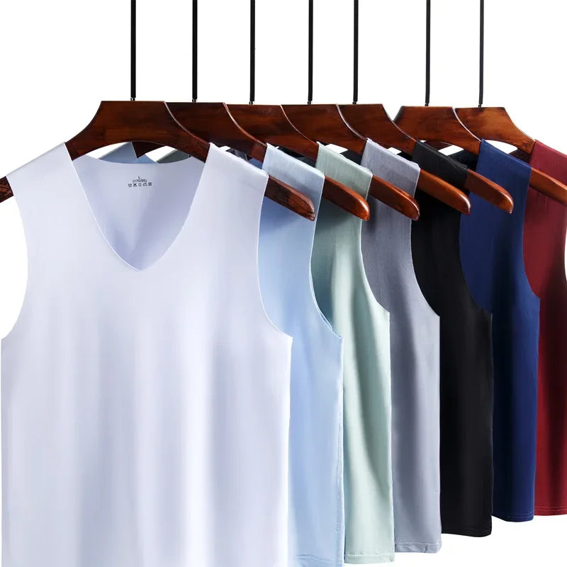 Summer Plus Size Men Clothing Tank Tops Sleeveless bottoming Fitness Men Vest, breathable sports undershirt