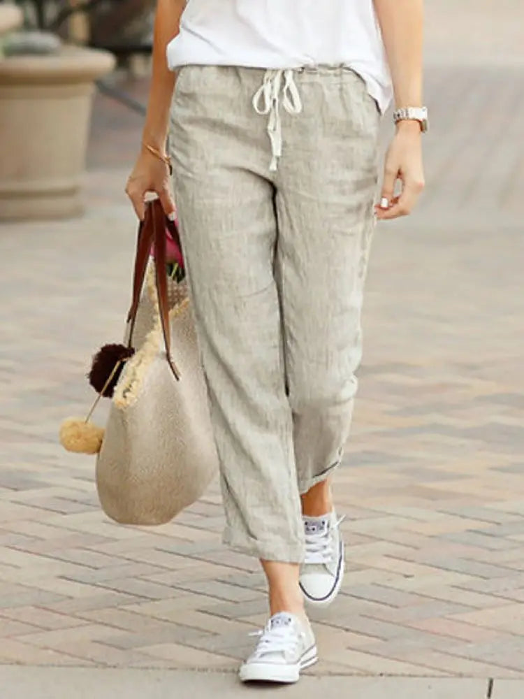Women's Pants Y2K Black Drawstring Elastic Waist Casual Elegant Ladies Bottom