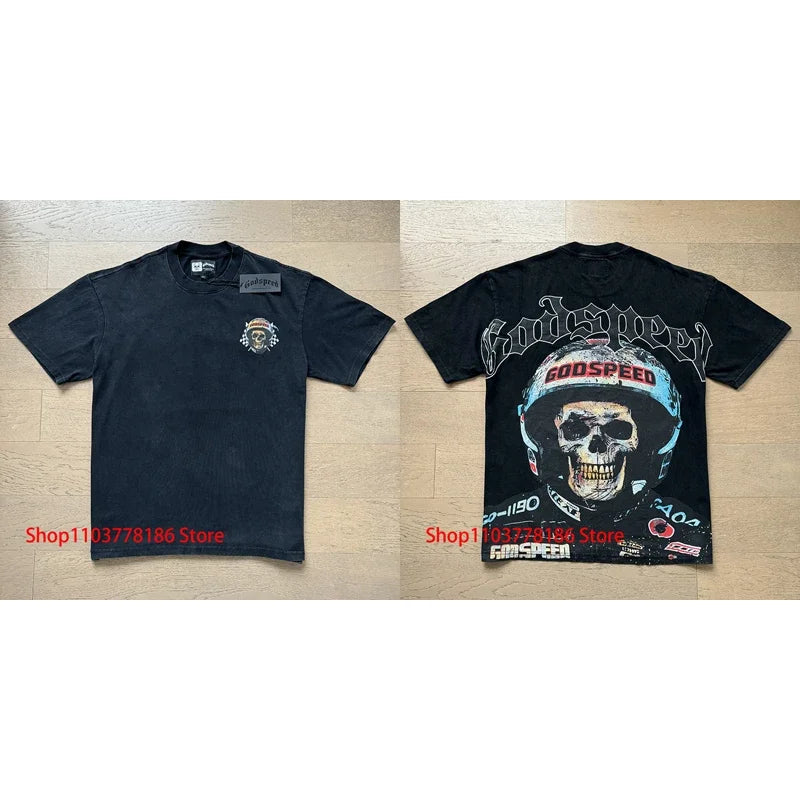New GOD SPEED T-shirt Pop Fashion Print Streetwear Crewneck