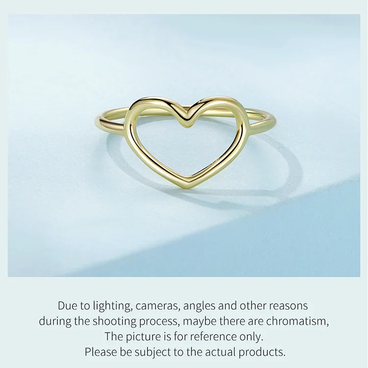 925 Sterling Silver Minimalist Heart Finger Rings for Women