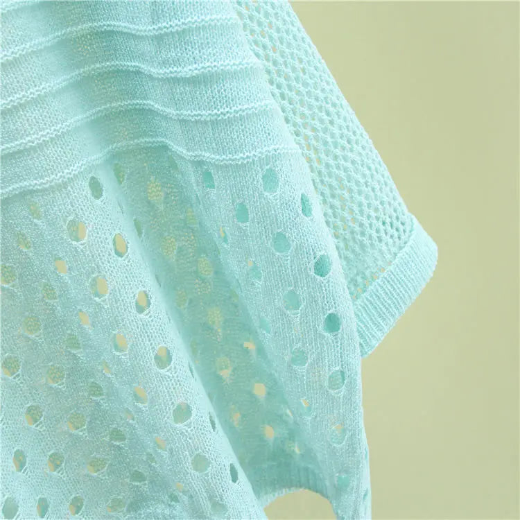 Spring and Summer  Ice Silk Knitted Vest Top Hollow Out Thin Bottoming Sling Streetwear Womens Clothing