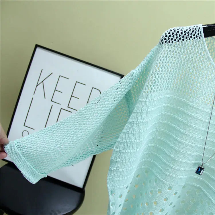 Spring and Summer  Ice Silk Knitted Vest Top Hollow Out Thin Bottoming Sling Streetwear Womens Clothing