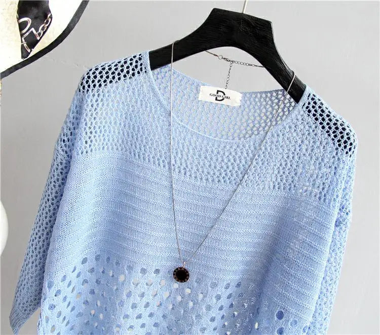 Spring and Summer  Ice Silk Knitted Vest Top Hollow Out Thin Bottoming Sling Streetwear Womens Clothing