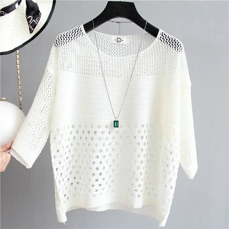 Spring and Summer  Ice Silk Knitted Vest Top Hollow Out Thin Bottoming Sling Streetwear Womens Clothing