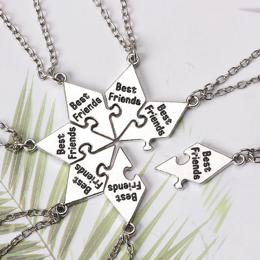 7 Piece Set Of Best Friend Sisters Good Friend Necklace Bff Friendship Pendant Word Ladies Jewelry Gift Necklace