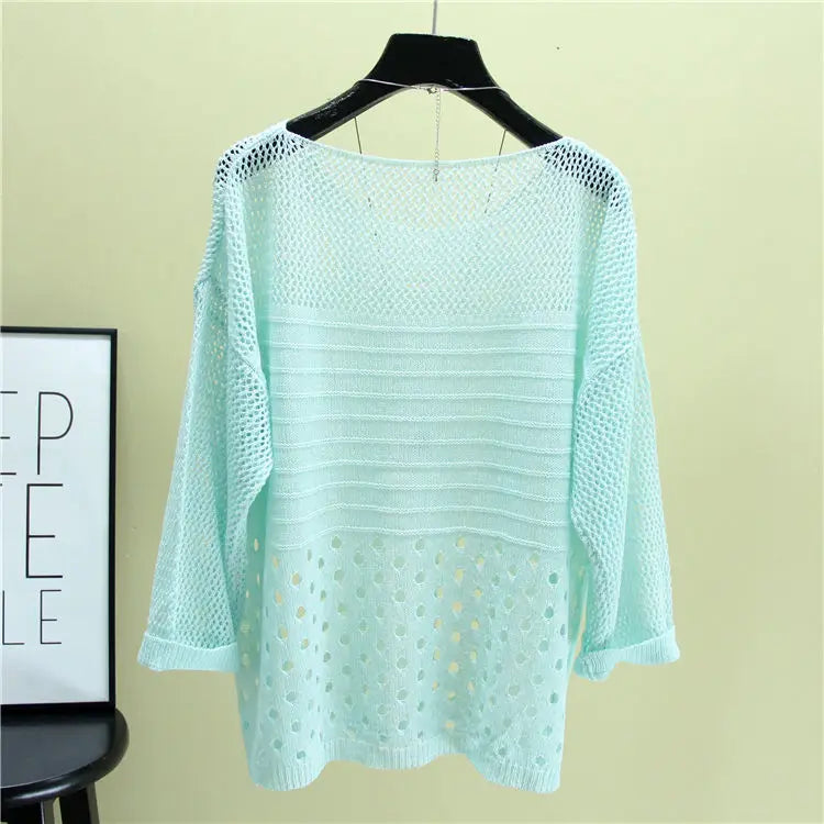 Spring and Summer  Ice Silk Knitted Vest Top Hollow Out Thin Bottoming Sling Streetwear Womens Clothing