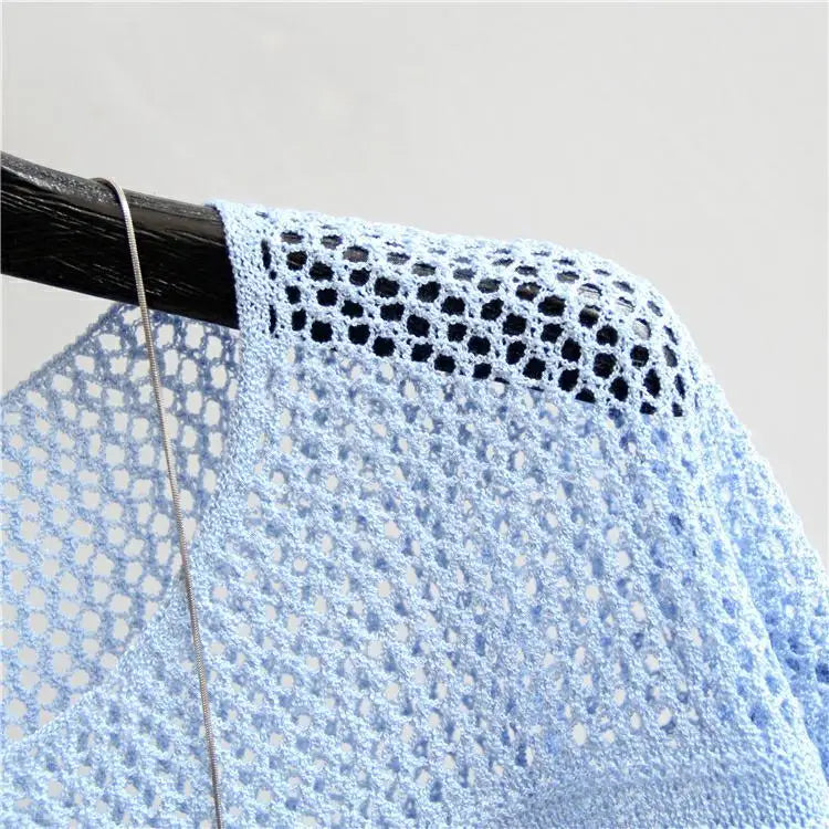 Spring and Summer  Ice Silk Knitted Vest Top Hollow Out Thin Bottoming Sling Streetwear Womens Clothing