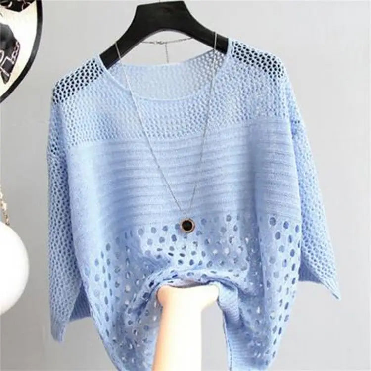 Spring and Summer  Ice Silk Knitted Vest Top Hollow Out Thin Bottoming Sling Streetwear Womens Clothing