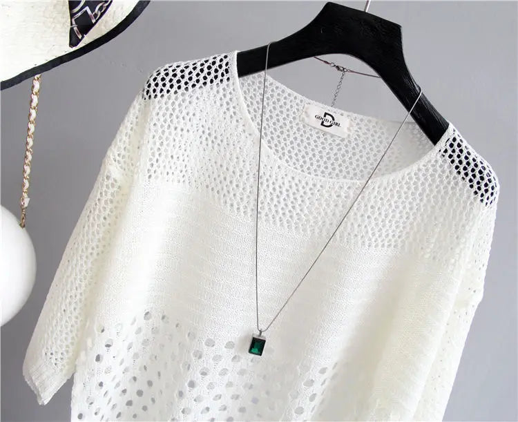 Spring and Summer  Ice Silk Knitted Vest Top Hollow Out Thin Bottoming Sling Streetwear Womens Clothing