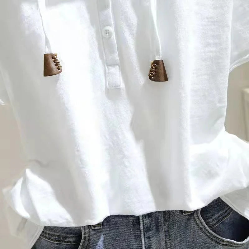 Loose T-shirt Women Spring Summer Wide Slim Versatile Belly Cover Headwear Cotton Korean Casual Style