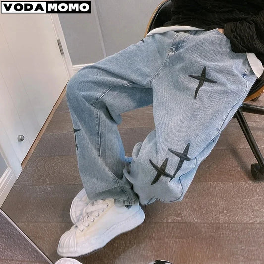 Wide Leg Cargo Pants, Streetwear Baggy men Jeans pants
