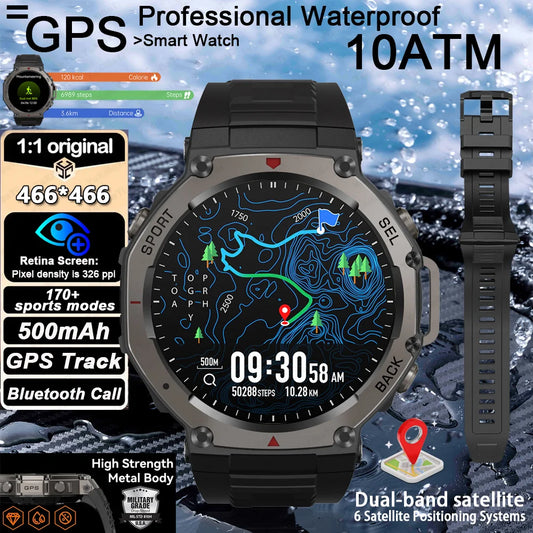 T-Rex 3 GPS Smart Watch 5 ATM Waterproof Built-in Dual-band GNSS Compass Military Sport Smartwatch Men 2025 New For Xiaomi