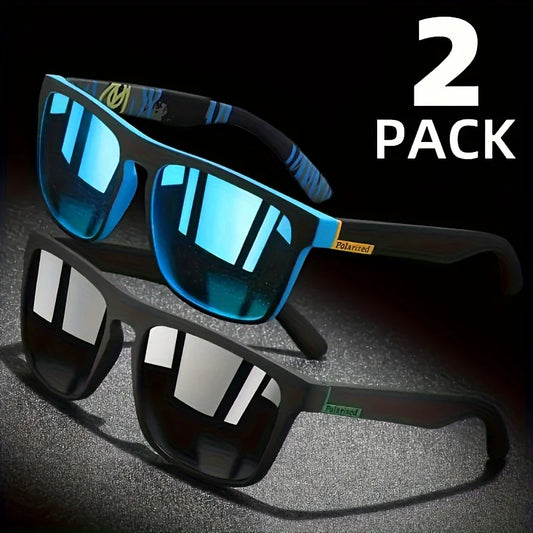 2pcs Square Polarized Sunglasses Anti Glare Sun Shades for Men & Women