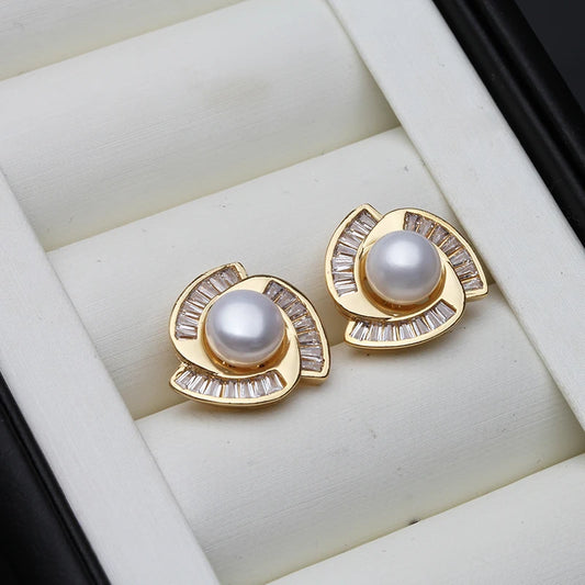 Cute Natural Freshwater Pearl Earrings For Woman,18k Gold Plated Pearl Earrings