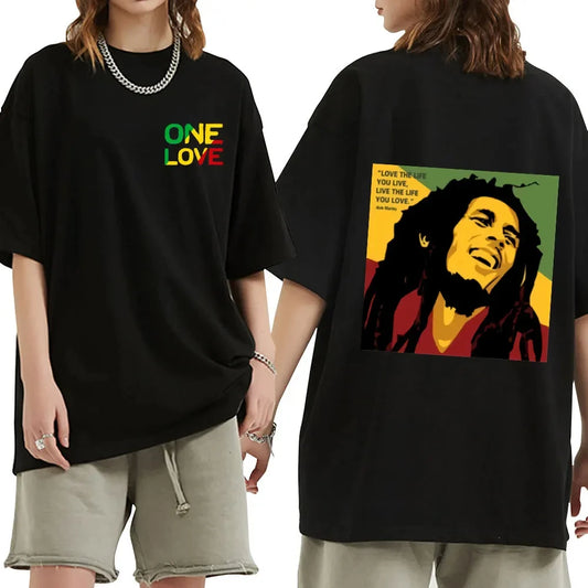 Reggae Bob Marley Graphic Men & Women Clothing Fashion Vintage Cotton Tshirt